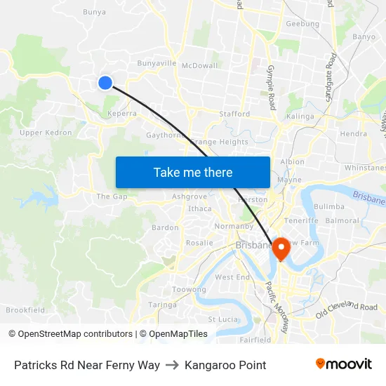 Patricks Rd Near Ferny Way to Kangaroo Point map