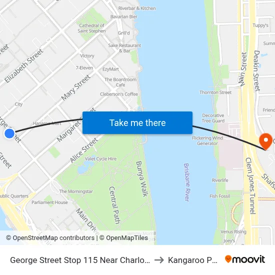 George Street Stop 115 Near Charlotte St to Kangaroo Point map