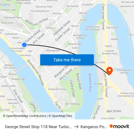 George Street Stop 118 Near Turbot St to Kangaroo Point map