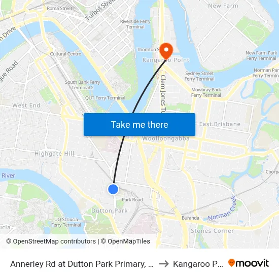 Annerley Rd at Dutton Park Primary, Stop 10 to Kangaroo Point map