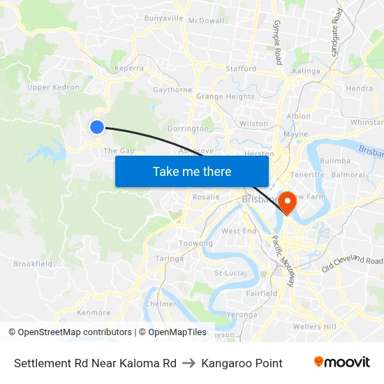 Settlement Rd Near Kaloma Rd to Kangaroo Point map