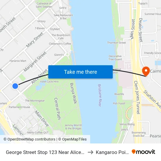 George Street Stop 123 Near Alice St to Kangaroo Point map