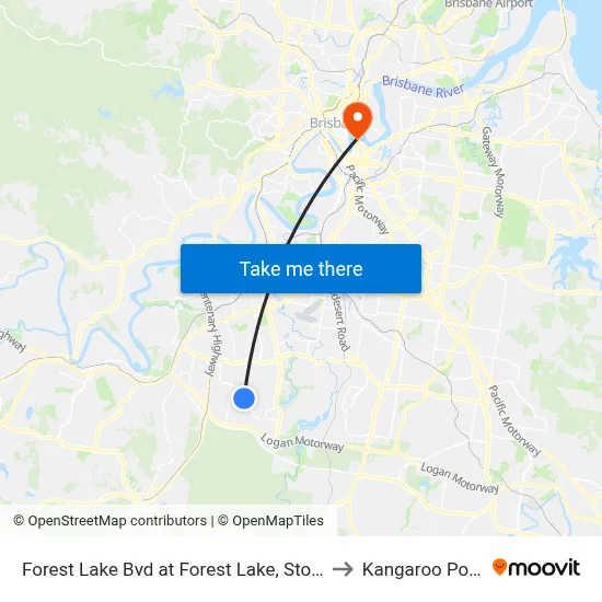 Forest Lake Bvd at Forest Lake, Stop A to Kangaroo Point map