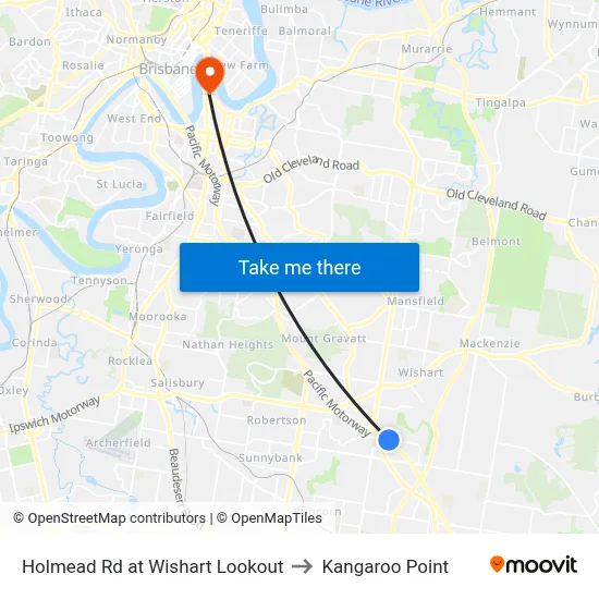 Holmead Rd at Wishart Lookout to Kangaroo Point map