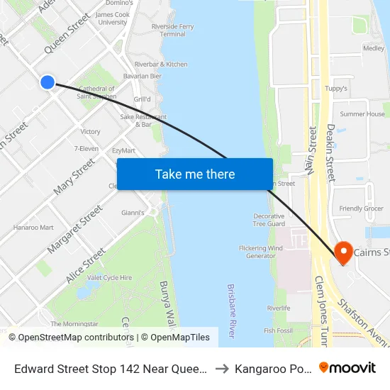 Edward Street Stop 142 Near Queen St to Kangaroo Point map