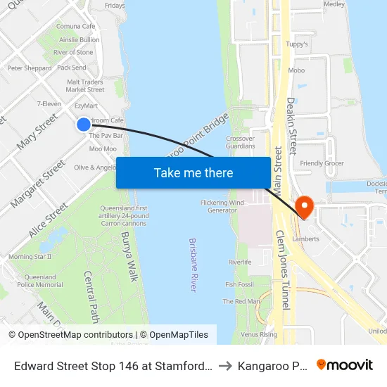 Edward Street Stop 146 at Stamford Plaza to Kangaroo Point map