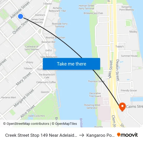 Creek Street Stop 149 Near Adelaide St to Kangaroo Point map