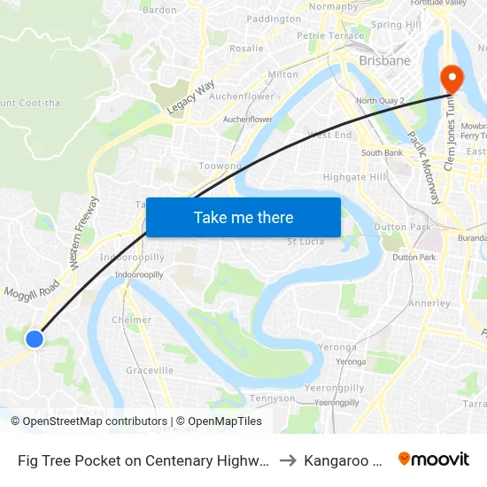 Fig Tree Pocket on Centenary Highway Siding to Kangaroo Point map