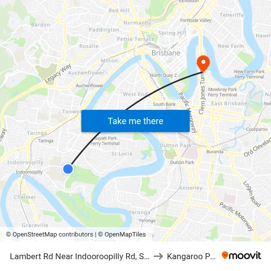 Lambert Rd Near Indooroopilly Rd, Stop 24 to Kangaroo Point map