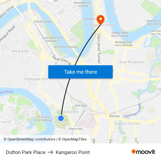 Dutton Park Place to Kangaroo Point map