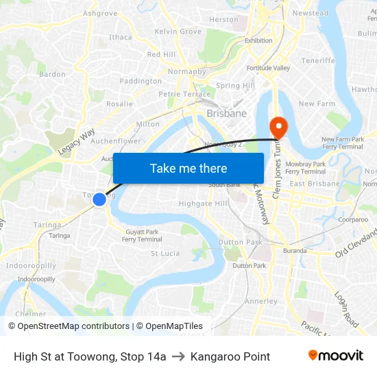 High St at Toowong, Stop 14a to Kangaroo Point map