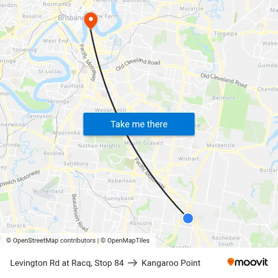 Levington Rd at Racq, Stop 84 to Kangaroo Point map
