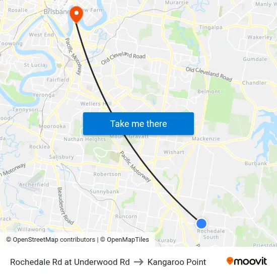 Rochedale Rd at Underwood Rd to Kangaroo Point map