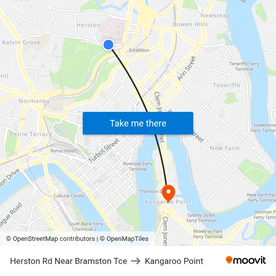 Herston Rd Near Bramston Tce to Kangaroo Point map