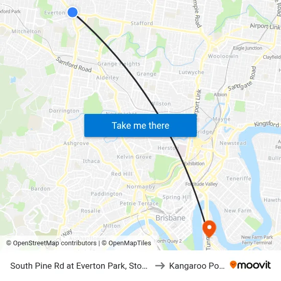 South Pine Rd at Everton Park, Stop 37 to Kangaroo Point map