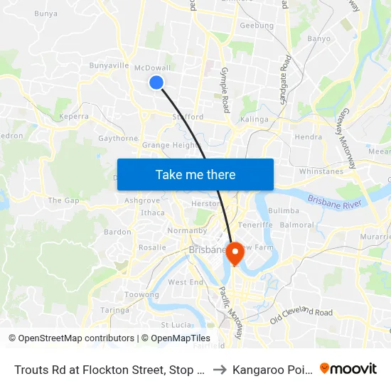 Trouts Rd at Flockton Street, Stop 43 to Kangaroo Point map