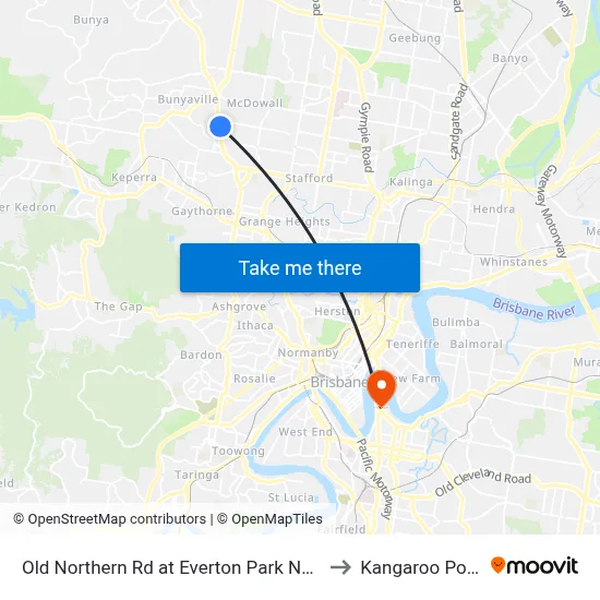 Old Northern Rd at Everton Park North to Kangaroo Point map