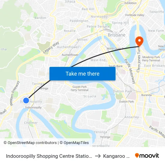 Indooroopilly Shopping Centre Station, Stop C to Kangaroo Point map