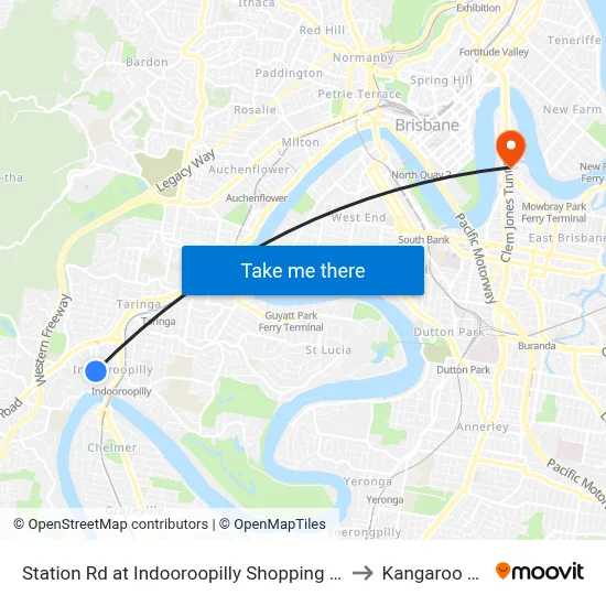 Station Rd at Indooroopilly Shopping Ctr, Stop E to Kangaroo Point map