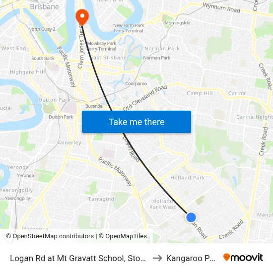 Logan Rd at Mt Gravatt School, Stop 35s to Kangaroo Point map