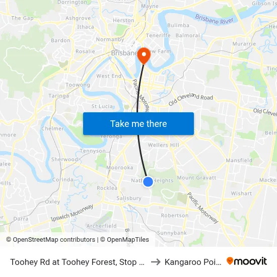 Toohey Rd at Toohey Forest, Stop 53 to Kangaroo Point map