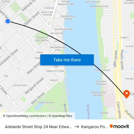 Adelaide Street Stop 24 Near Edward St to Kangaroo Point map