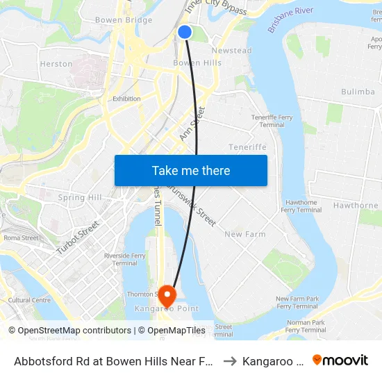 Abbotsford Rd at Bowen Hills Near Folkestone St to Kangaroo Point map