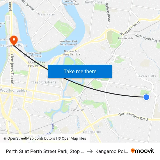 Perth St at Perth Street Park, Stop 33 to Kangaroo Point map