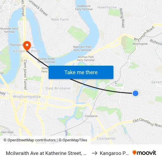 Mcilwraith Ave at Katherine Street, Stop 28 to Kangaroo Point map