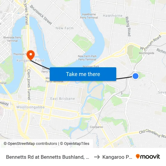 Bennetts Rd at Bennetts Bushland, Stop 29 to Kangaroo Point map
