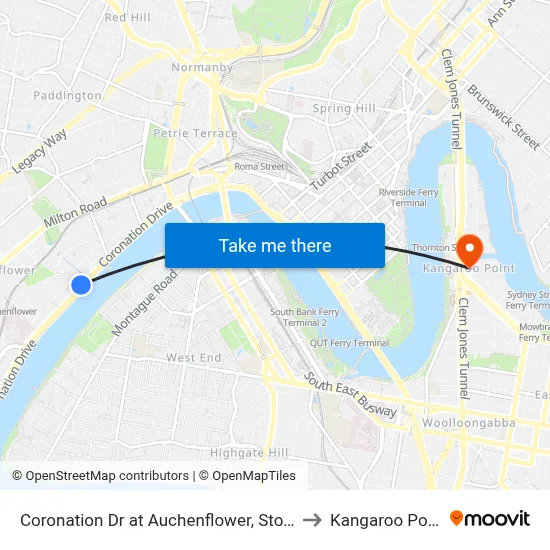 Coronation Dr at Auchenflower, Stop 7 to Kangaroo Point map