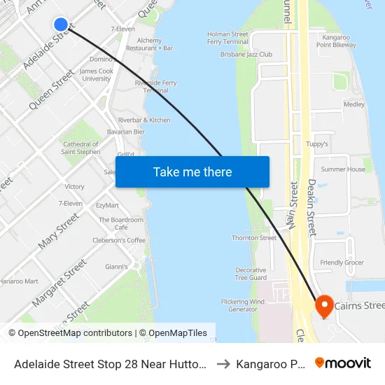 Adelaide Street Stop 28 Near Hutton Lane to Kangaroo Point map