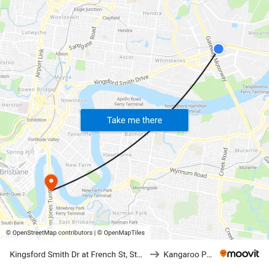 Kingsford Smith Dr at French St, Stop 40 to Kangaroo Point map