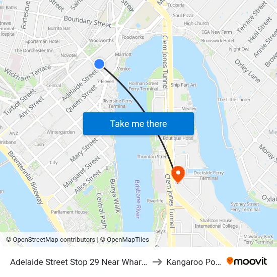 Adelaide Street Stop 29 Near Wharf St to Kangaroo Point map