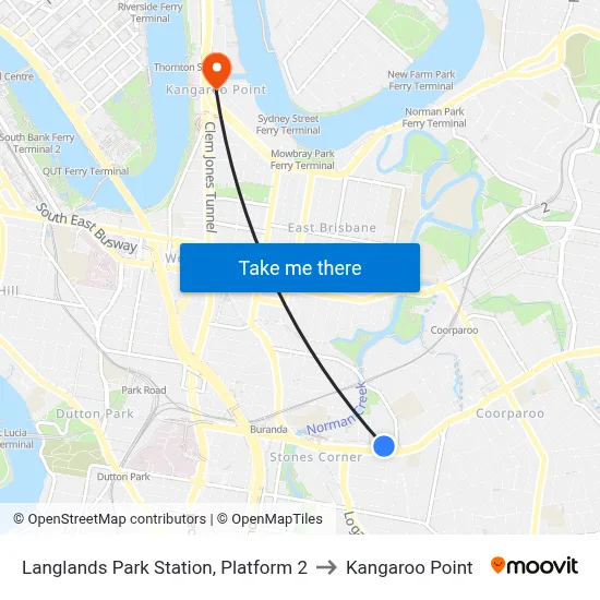 Langlands Park Station, Platform 2 to Kangaroo Point map
