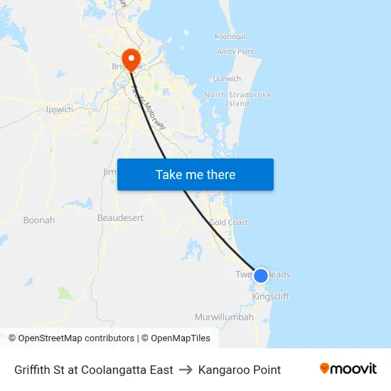 Griffith St at Coolangatta East to Kangaroo Point map
