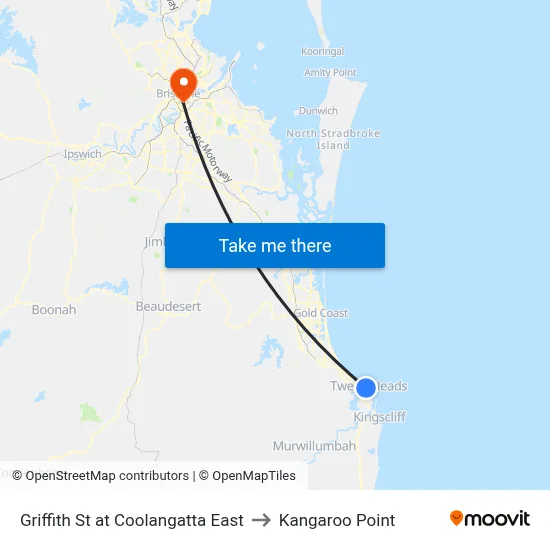 Griffith St at Coolangatta East to Kangaroo Point map
