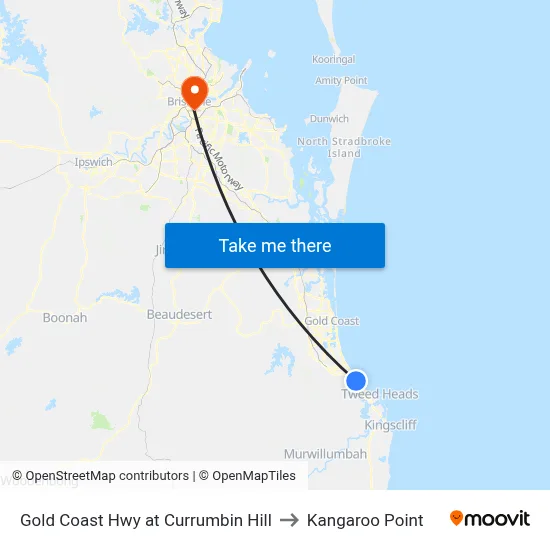 Gold Coast Hwy at Currumbin Hill to Kangaroo Point map