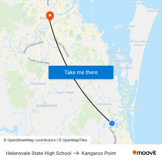 Helensvale State High School to Kangaroo Point map