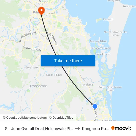 Sir John Overall Dr at Helensvale Plaza to Kangaroo Point map