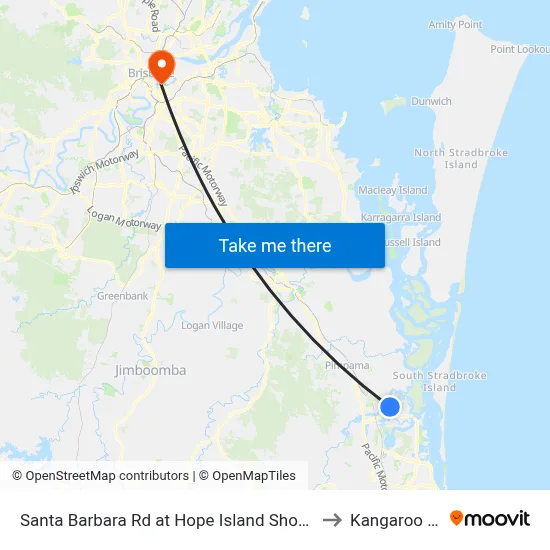 Santa Barbara Rd at Hope Island Shopping Centre to Kangaroo Point map