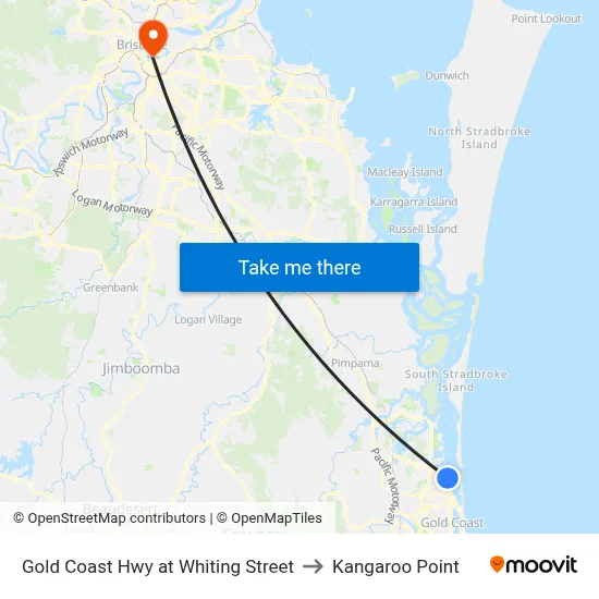 Gold Coast Hwy at Whiting Street to Kangaroo Point map