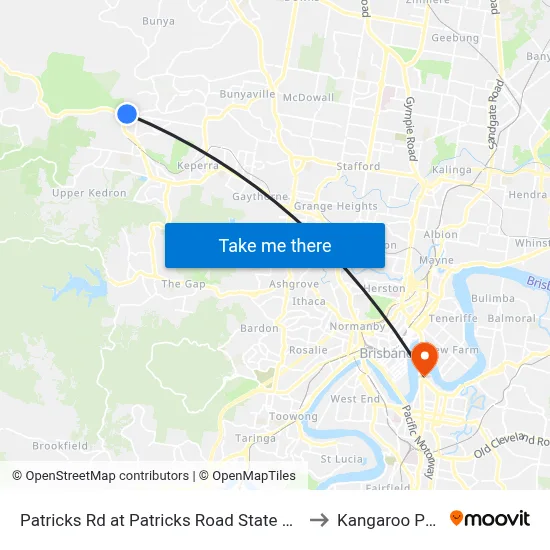 Patricks Rd at Patricks Road State School to Kangaroo Point map