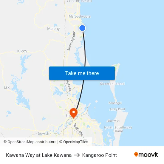 Kawana Way at Lake Kawana to Kangaroo Point map