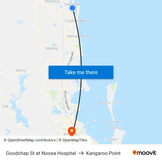 Goodchap St at Noosa Hospital to Kangaroo Point map