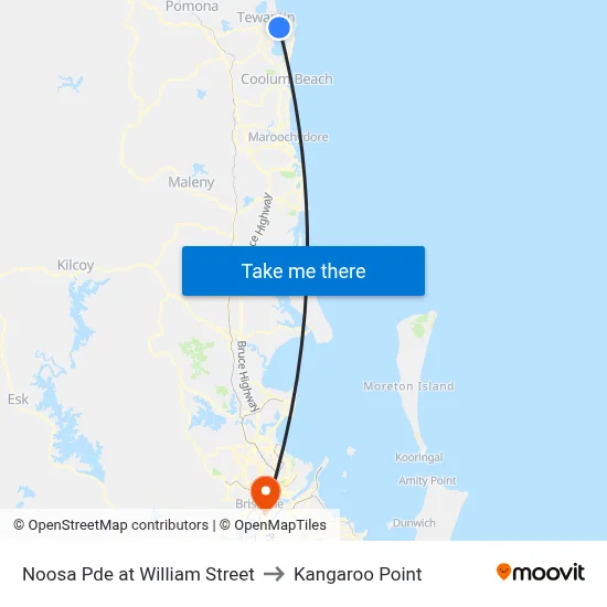 Noosa Pde at William Street to Kangaroo Point map