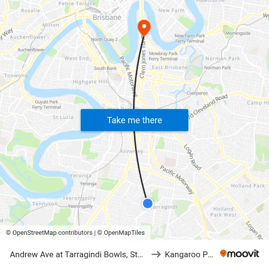 Andrew Ave at Tarragindi Bowls, Stop 38a to Kangaroo Point map