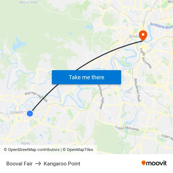 Booval Fair to Kangaroo Point map
