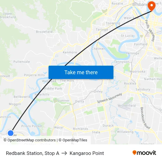 Redbank Station, Stop A to Kangaroo Point map