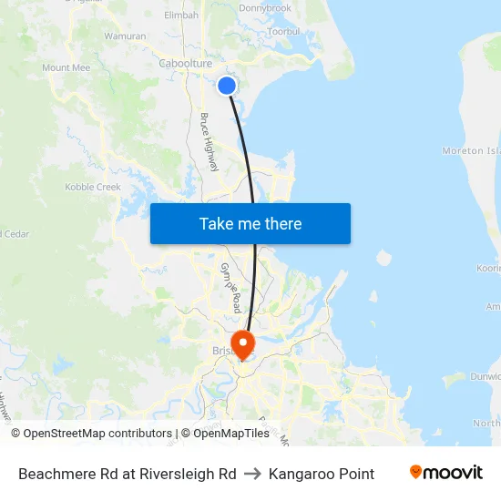 Beachmere Rd at Riversleigh Rd to Kangaroo Point map